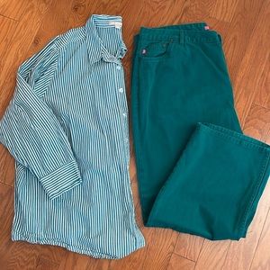 Women’s Teal Green Pants - Classic Straight Leg